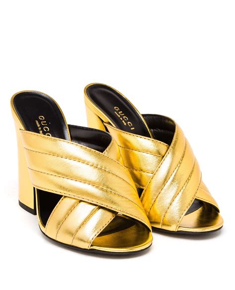 gucci padded metallic leather mules|Gucci handbags sale.